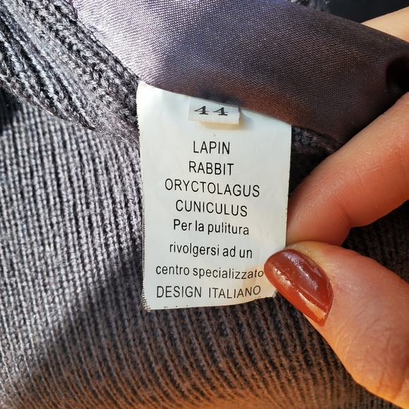 P&T Rabbit Fur Grey Long Sweater - Picture 3 of 5